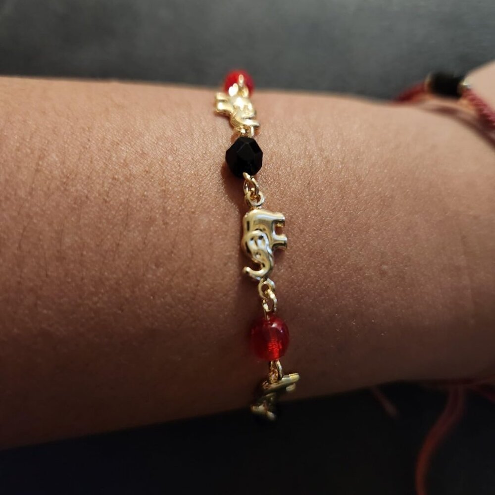Neiman Marcus 18K Gold Plated Beaded Elephant Bracelet